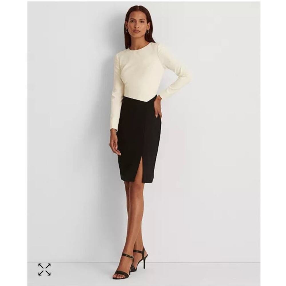 NWT Lauren Ralph Lauren Black Label Two Tone Dress Color block 8